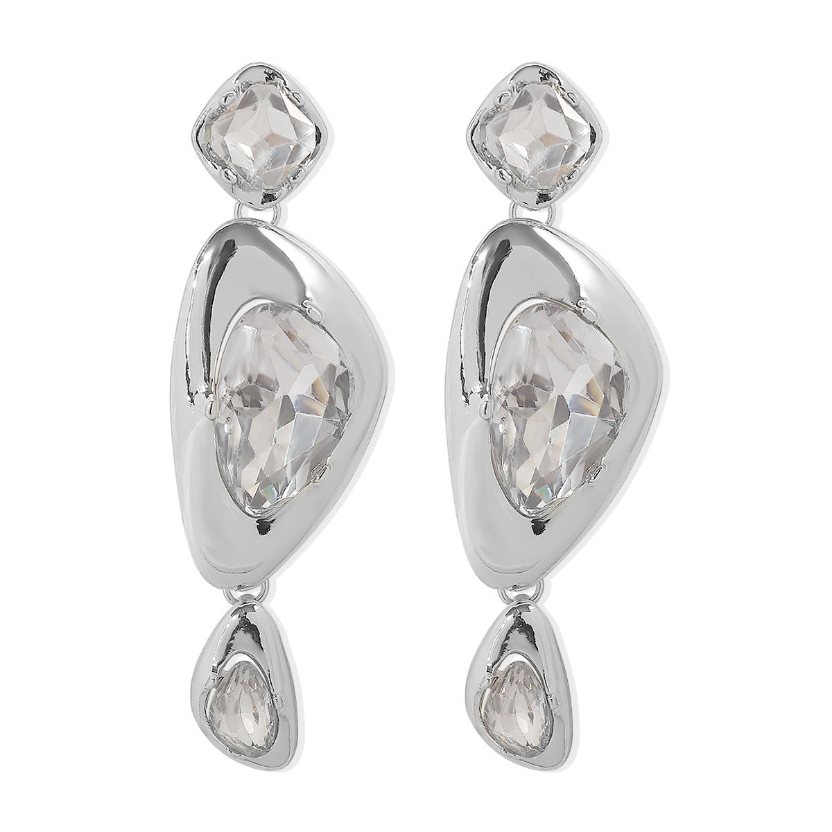 Wholesale Irregular Zircon Geometric Alloy Earrings